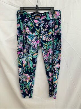 Lilly Pulitzer Luxletic Weekender Midi Leggings"High Tide Navy She's Got Sol" xl